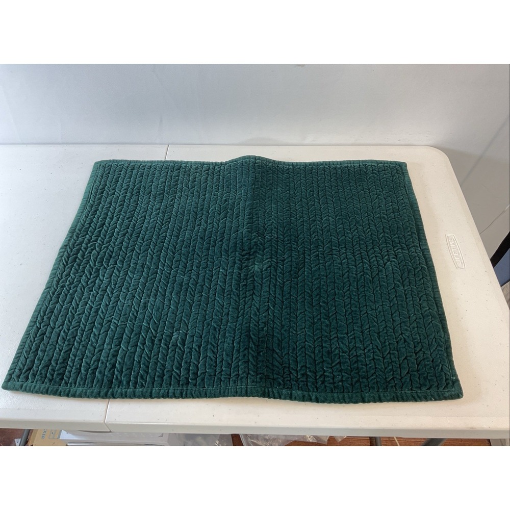Pottery Barn Green Pillow Cover Striped Velvet Style 26x20 cotton Holiday rare